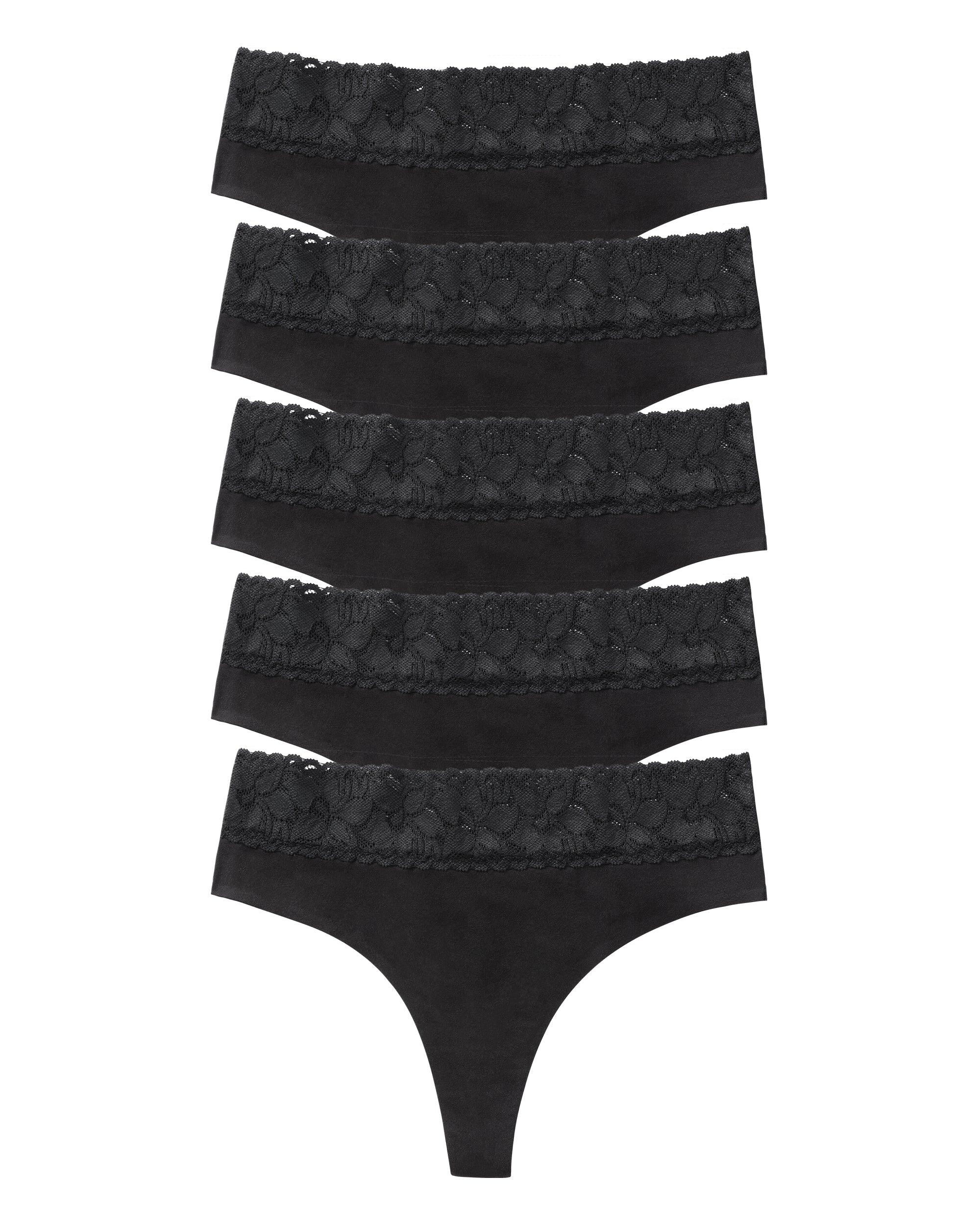 Areke Womens Seamless Thongs Underwear, 6 Pack Nylon Spandex