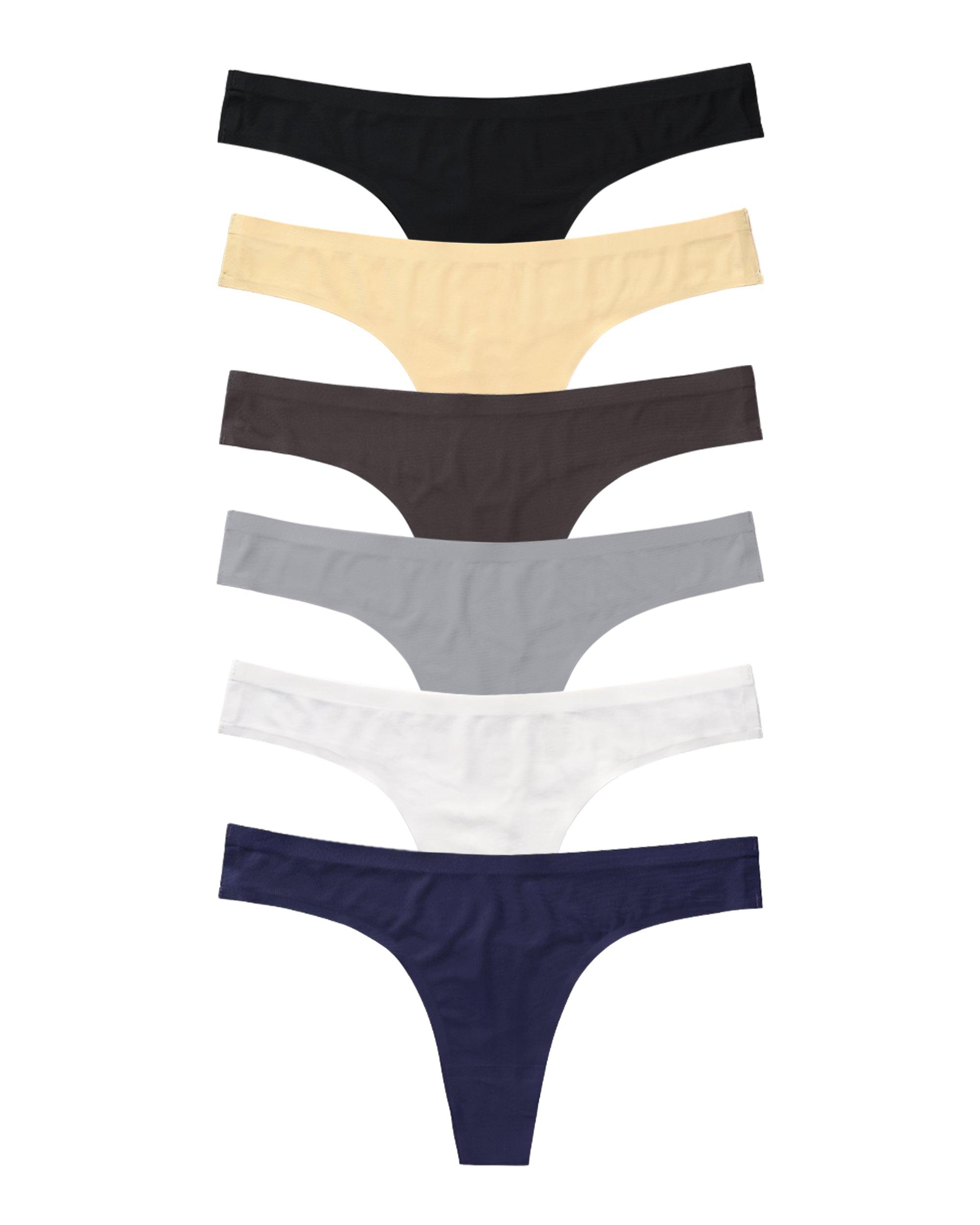 Seamless No Show T-Back High Cut Thongs 6 Pieces Pack - ALTHEANRAY